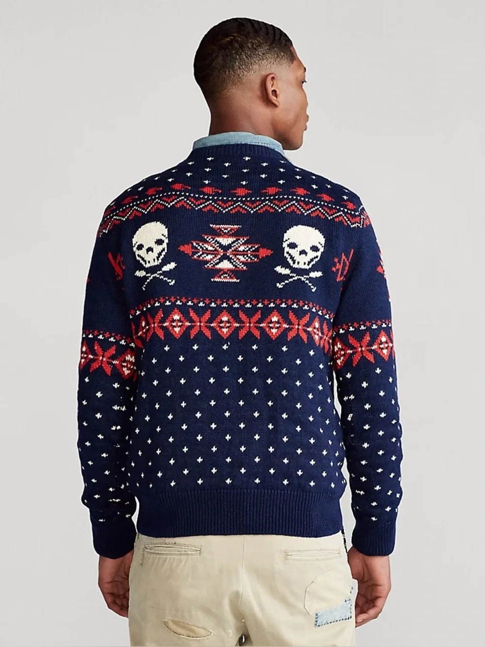 Polo Ralph Lauren Scull and Bones Jumper Fair Isle Sweater Crewneck Size Large